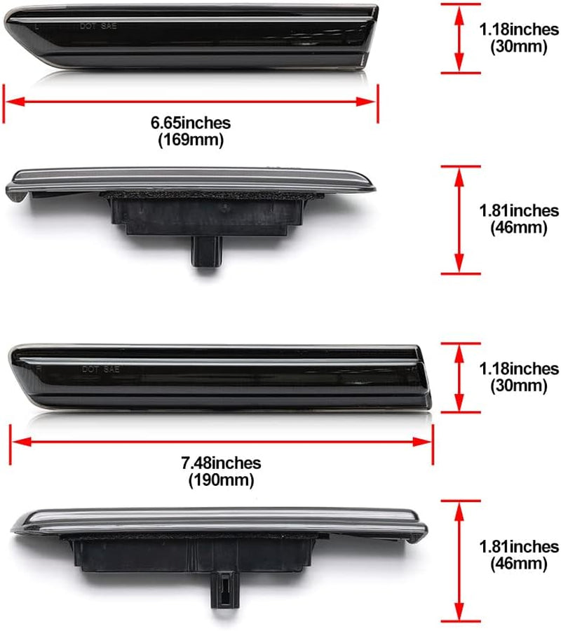 Front Rear LED Side Marker Lights for 2004 2005 2006 2007 2008 Acura TL Smoked Lens Left&Right White LED Sidemarker Turn Signal Light Lamps Parking Light