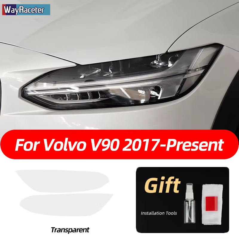 2 Pcs Smoked Black TPU Sticker Transparent Car Headlight Protective Film for Volvo XC40 XC60 XC90 S60 S90 V60 V90 2020 2021 2022