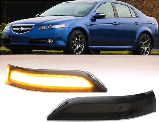 Black Smoke Lens Performance Mirror Turn Signal Light with Sequential Amber LED Output (Left + Right) Compatible with 2007-2008 Acura TL Base Models and Type-S