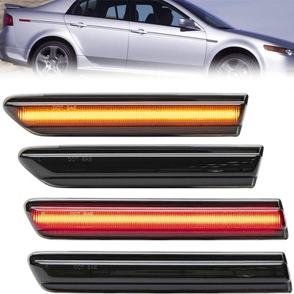 Amber/Red LED Side Marker Lights for Acura TL 2004 2005 2006 2007 2008 Smoked Lens Front/Rear Left&Right LED Sidemarker Lamps Replacements