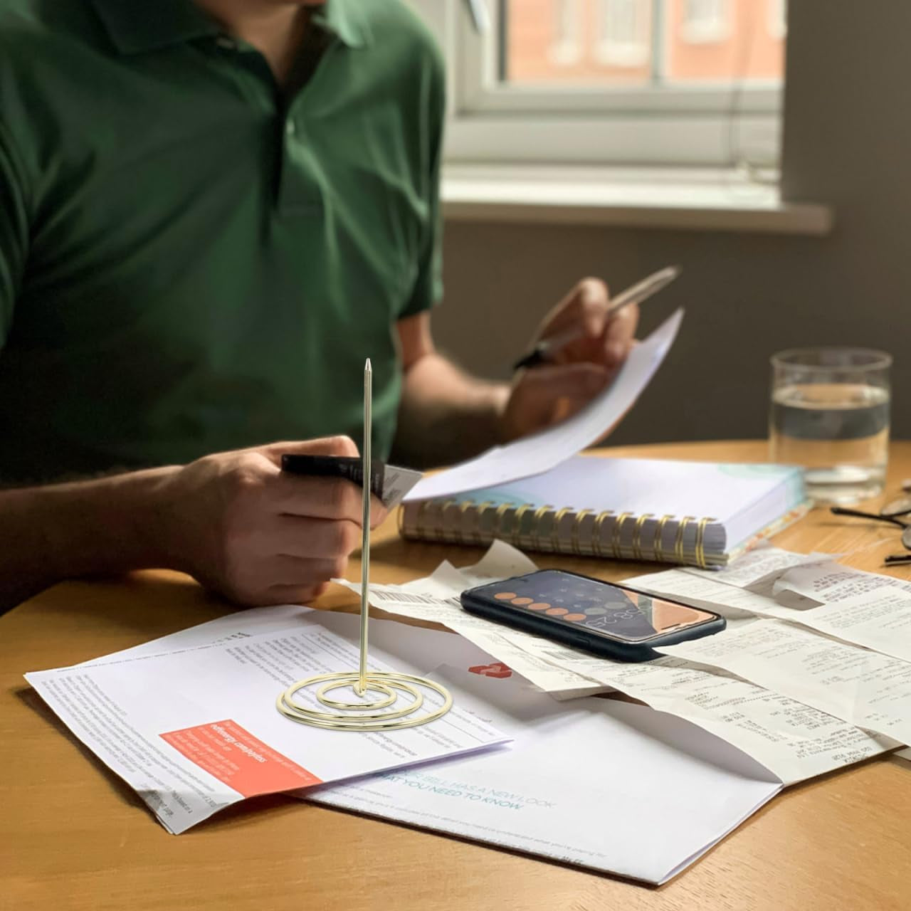 2Pcs Restaurant Check Spindle, Stainless Steel Receipt Holder Bill Fork Memo Invoice Spike Stick for Restaurant and Office Use (Gold)