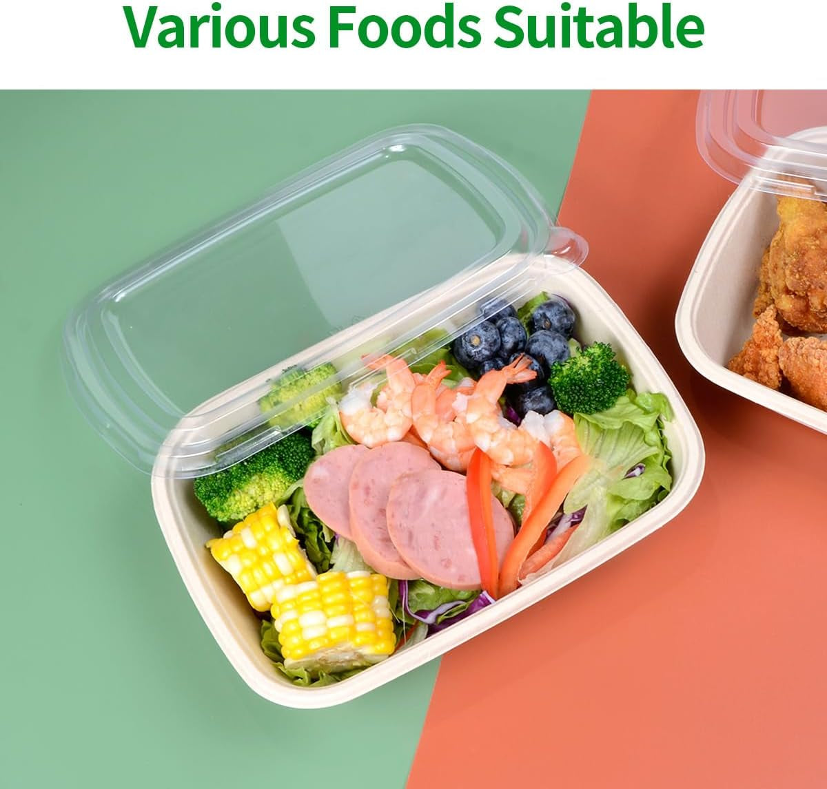 50 Pack 32 Oz Paper Meal Prep Bowls with Lids for Salad, Pasta, Nacho, Burrito, Paper Meal Prep Container Take Out Food Container with Lid (50 Bowls 50 Lids)