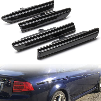 Front Rear LED Side Marker Lights for 2004 2005 2006 2007 2008 Acura TL Smoked Lens Left&Right White LED Sidemarker Turn Signal Light Lamps Parking Light