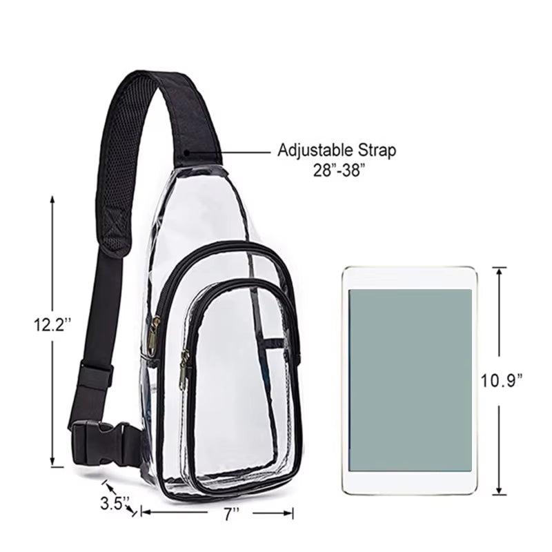 Clear Shoulder Bag Large Capacity Mini Multipurpose Casual PVC Chest Daypack for Cycling Stadium Travel Waist Bag for Men Women