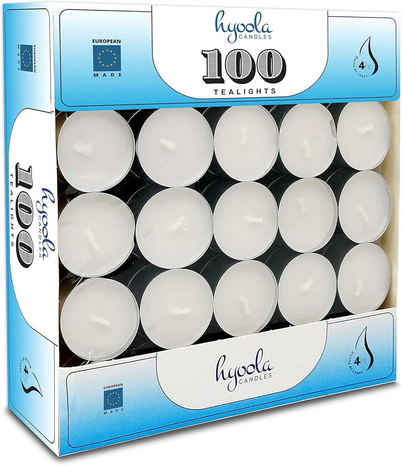 Tea Lights Candles - 100 Bulk Candles Pack - Natural Palm Oil Tea Light - European Quality White Unscented Tealight Candles - 4 Hour Burn Time