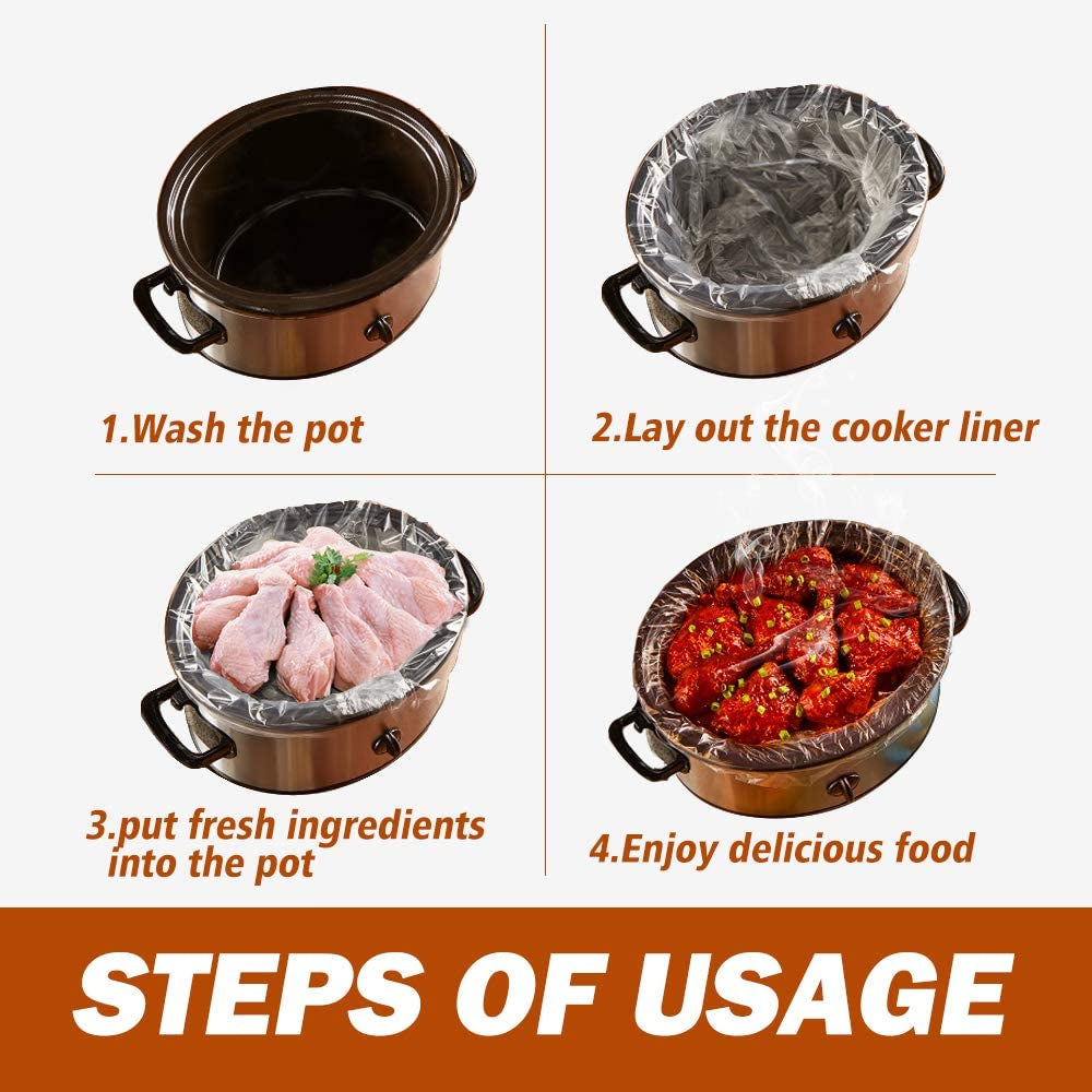 Slow Cooker Liners Kitchen Disposable Cooking Bags BPA Free for Oval or round Pot, Large Size 13 X 21 Inch, Fits 3 to 8.5 Quarts - 2 Pack (20 Bags Total)