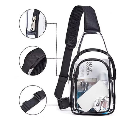 Clear Shoulder Bag Large Capacity Mini Multipurpose Casual PVC Chest Daypack for Cycling Stadium Travel Waist Bag for Men Women