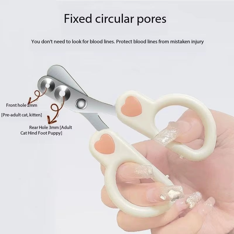 Upgrade Double Hole Small Blind Scissors, Love Cat Nail Clippers, Pet Nail Clippers, Scissors for Beginners