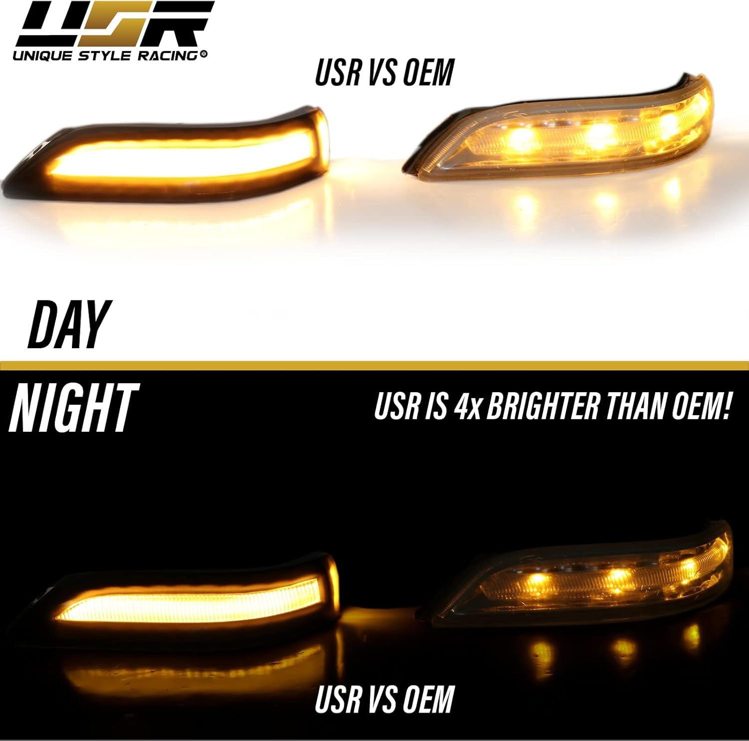 Black Smoke Lens Performance Mirror Turn Signal Light with Sequential Amber LED Output (Left + Right) Compatible with 2007-2008 Acura TL Base Models and Type-S