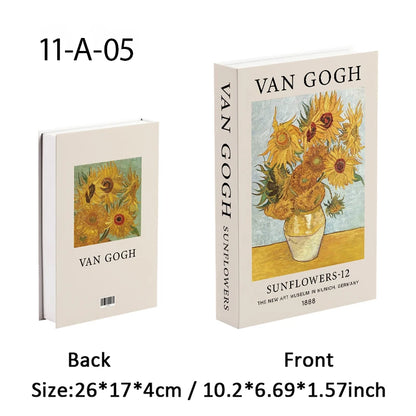 Abstract Van Gogh Luxury Fake Book Home Decor Boho Bauhaus Decorative Books Storage Box Coffee Table Bedroom Interior Decoration