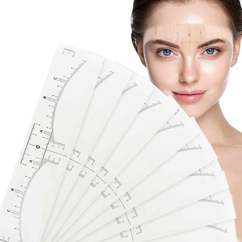 50Pcs/Box Disposable Eyebrow Microblading Guide Ruler Adhesive Sticker Positioning Eyebrows Tool Permanent Brow Shaping Tool PMU