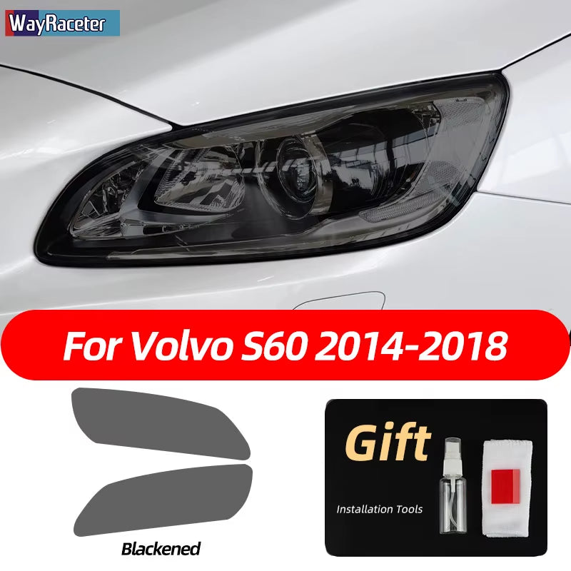 2 Pcs Smoked Black TPU Sticker Transparent Car Headlight Protective Film for Volvo XC40 XC60 XC90 S60 S90 V60 V90 2020 2021 2022