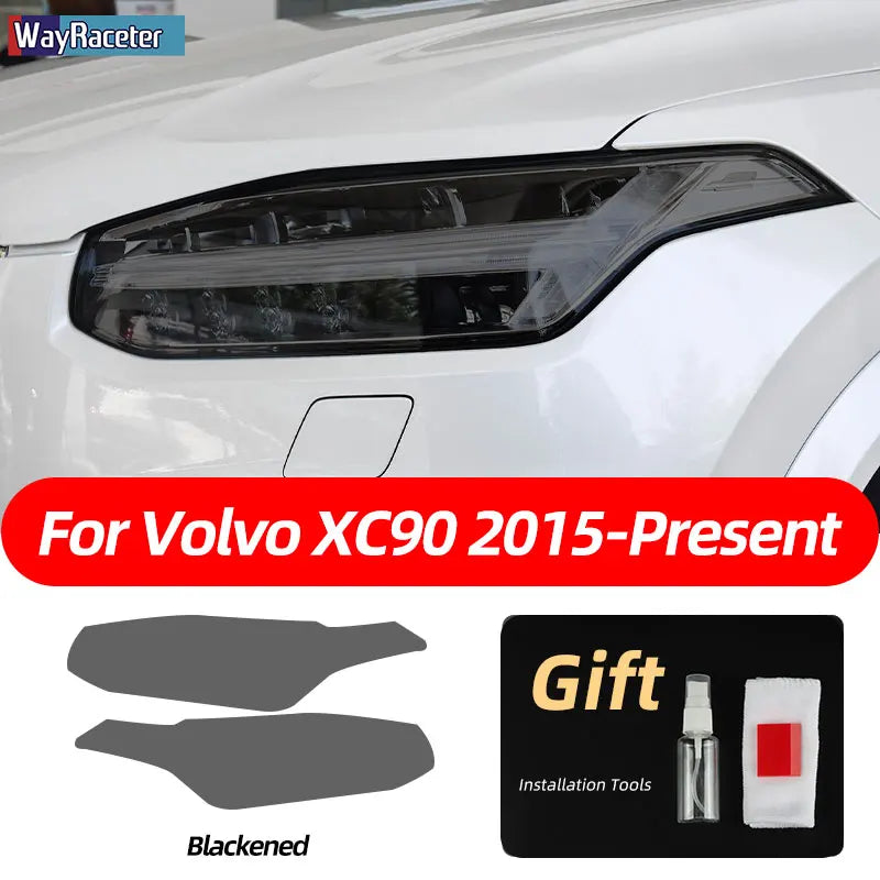 2 Pcs Smoked Black TPU Sticker Transparent Car Headlight Protective Film for Volvo XC40 XC60 XC90 S60 S90 V60 V90 2020 2021 2022
