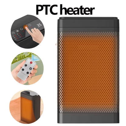 Electric Home Heater 1500W Table Mini PTC Heater for Home Bedroom Office Remote Control Electric Heater Appliance Heating Fans