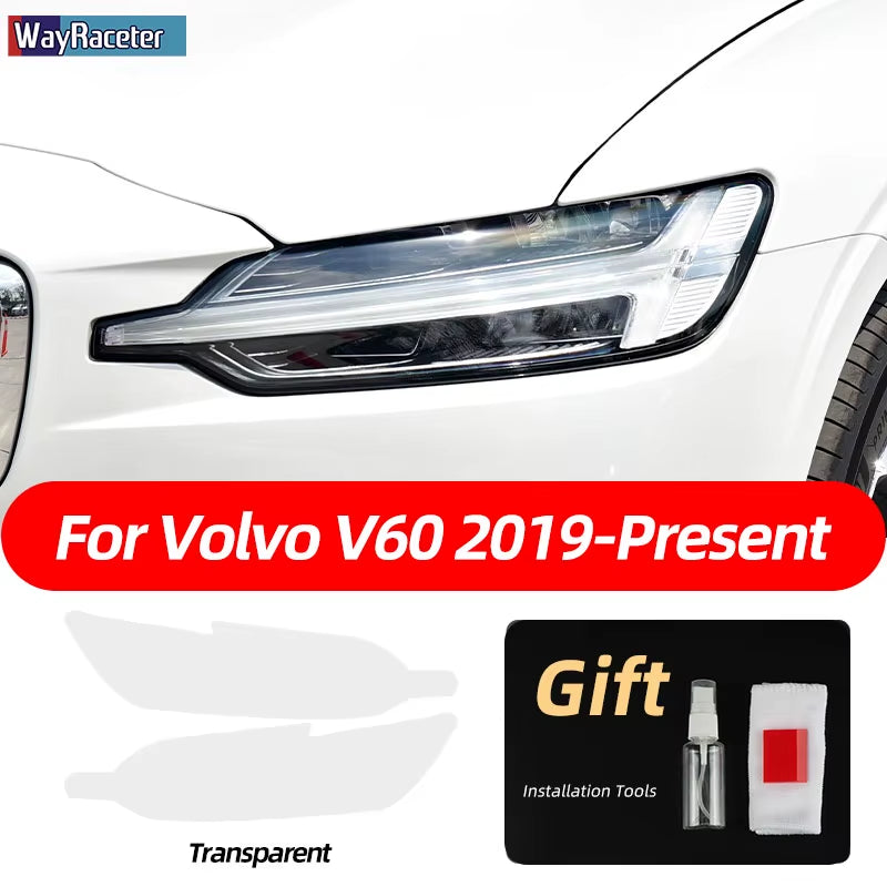 2 Pcs Smoked Black TPU Sticker Transparent Car Headlight Protective Film for Volvo XC40 XC60 XC90 S60 S90 V60 V90 2020 2021 2022
