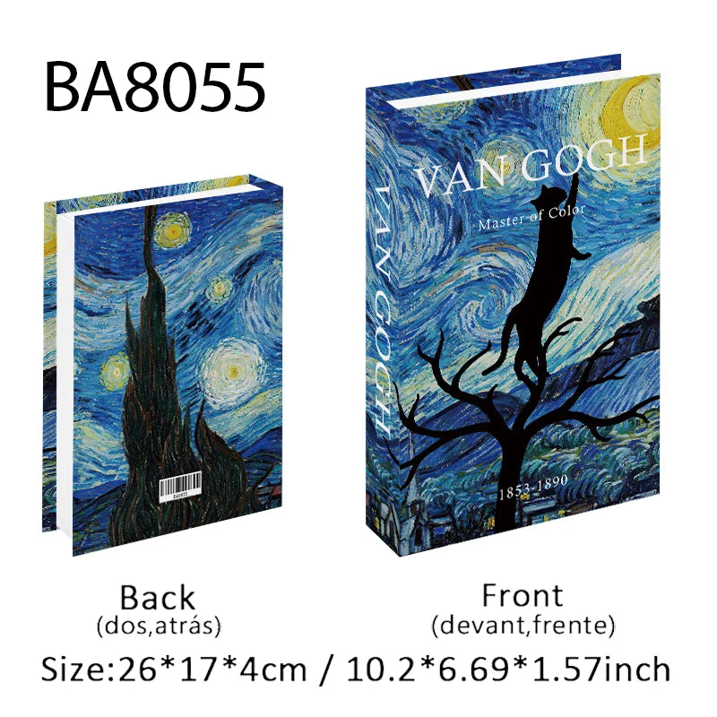 Abstract Van Gogh Luxury Fake Book Home Decor Boho Bauhaus Decorative Books Storage Box Coffee Table Bedroom Interior Decoration