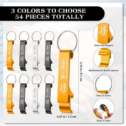 54 Sets 50Th Birthday Party Favors for Guests Birthday Beer Opener Keychain Cheers to 50 Bottle Opener Keychain with Thank You Cards and Gift Bags for Anniversary Wedding Party Favors