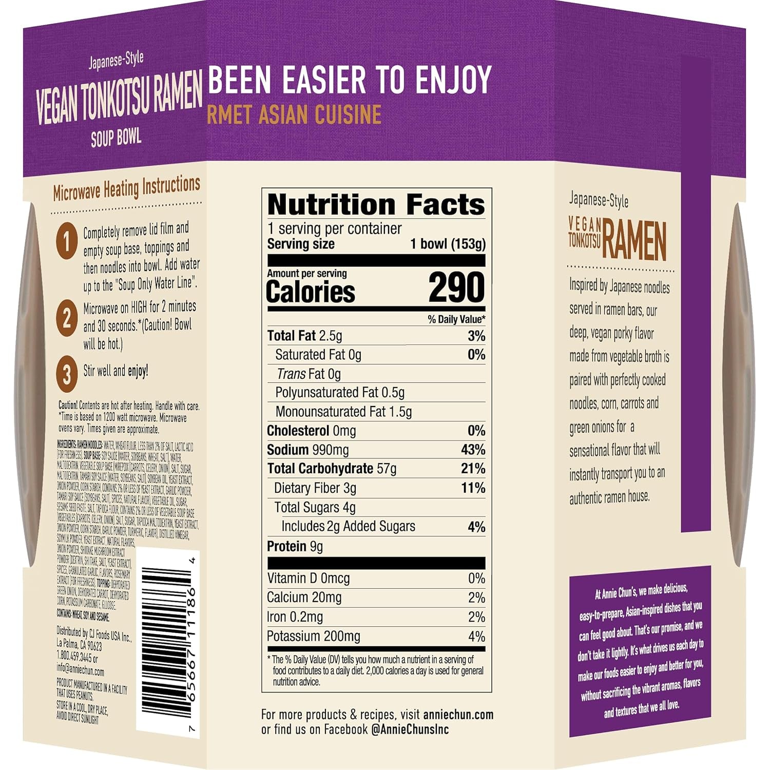 Japanese-Style Vegan Tonkotsu Ramen Soup Bowl, Non-Gmo, 5.4 Oz (Pack of 6)