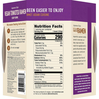 Japanese-Style Vegan Tonkotsu Ramen Soup Bowl, Non-Gmo, 5.4 Oz (Pack of 6)