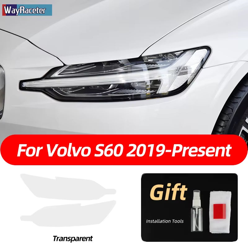 2 Pcs Smoked Black TPU Sticker Transparent Car Headlight Protective Film for Volvo XC40 XC60 XC90 S60 S90 V60 V90 2020 2021 2022