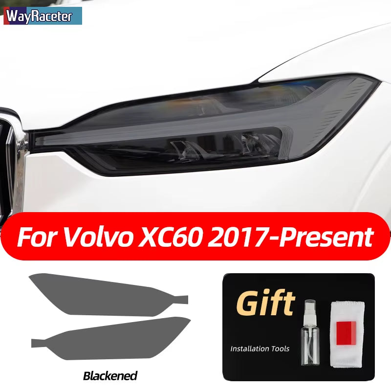 2 Pcs Smoked Black TPU Sticker Transparent Car Headlight Protective Film for Volvo XC40 XC60 XC90 S60 S90 V60 V90 2020 2021 2022