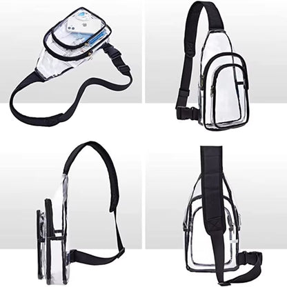 Clear Shoulder Bag Large Capacity Mini Multipurpose Casual PVC Chest Daypack for Cycling Stadium Travel Waist Bag for Men Women