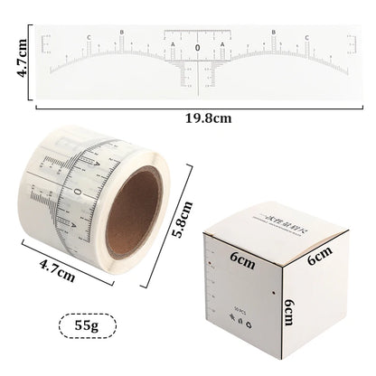 50Pcs/Box Disposable Eyebrow Microblading Guide Ruler Adhesive Sticker Positioning Eyebrows Tool Permanent Brow Shaping Tool PMU