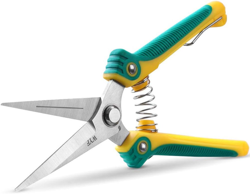 Pruning Scissors, Professional Garden Shears - Straight Stainless Steel Blades - Sharp Gardening Hand Pruner for Garden Harvesting Fruits, Vegetables, Trimming Flowers and Plants, 8.1IN