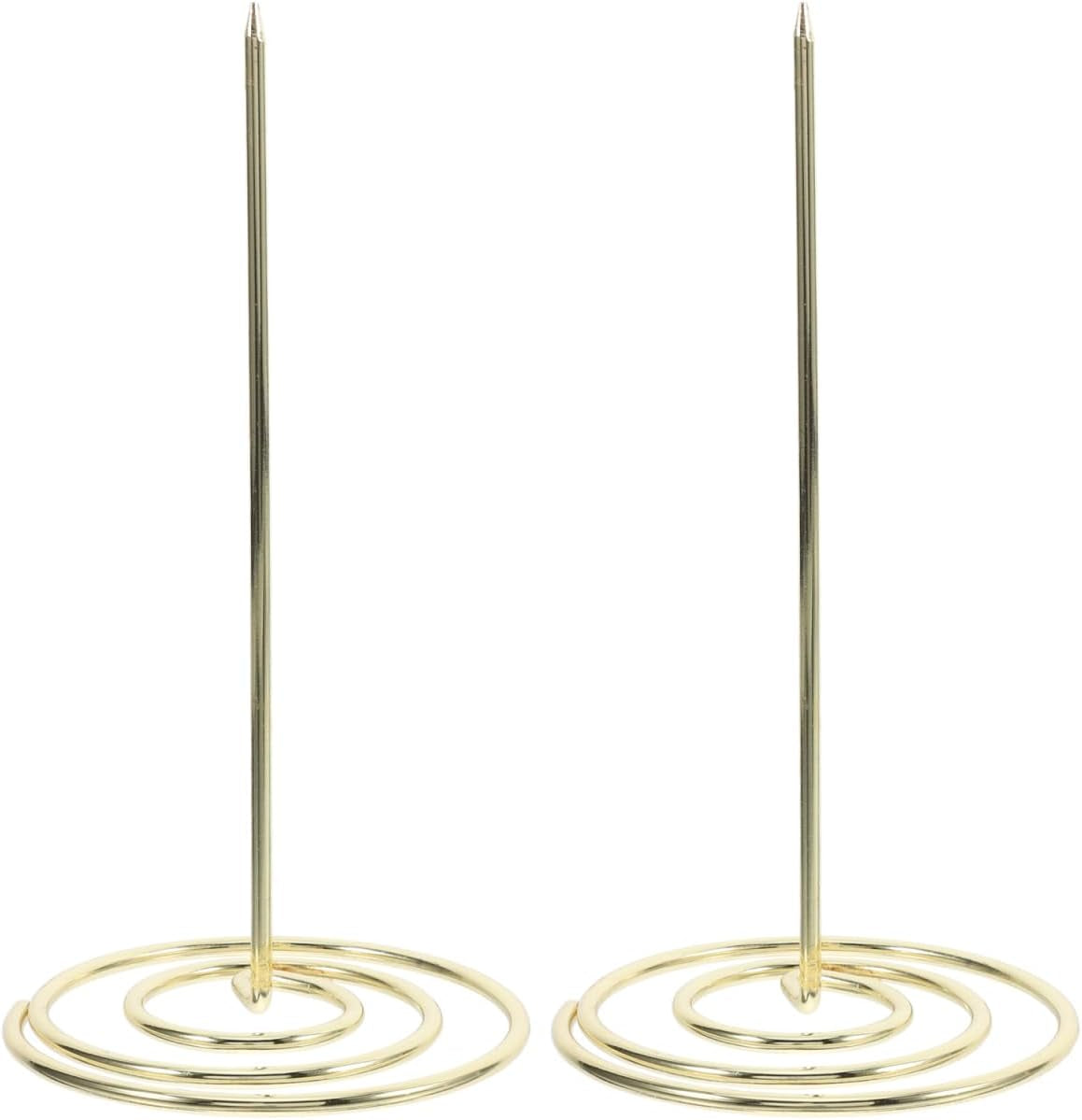 2Pcs Restaurant Check Spindle, Stainless Steel Receipt Holder Bill Fork Memo Invoice Spike Stick for Restaurant and Office Use (Gold)