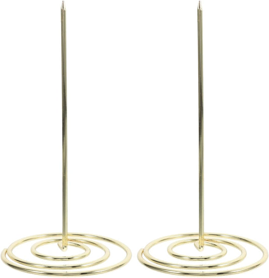 2Pcs Restaurant Check Spindle, Stainless Steel Receipt Holder Bill Fork Memo Invoice Spike Stick for Restaurant and Office Use (Gold)