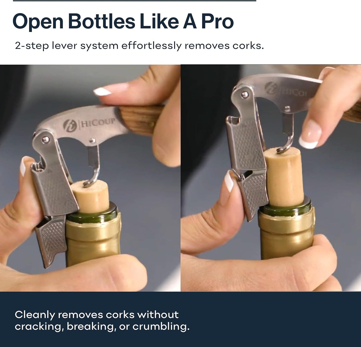 Professional Wine Opener - Classic Rosewood Corkscrew with Foil Cutter and Cap Remover for Servers, Waiters, Bartenders, and Home Use