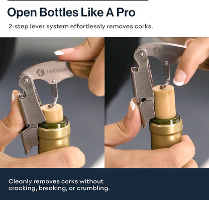 Professional Wine Opener - Classic Rosewood Corkscrew with Foil Cutter and Cap Remover for Servers, Waiters, Bartenders, and Home Use