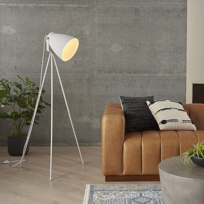 Home 57" Tripod Floor Lamp, Modern, Industrial, Transitional for Bedroom, Living Room, Office, White
