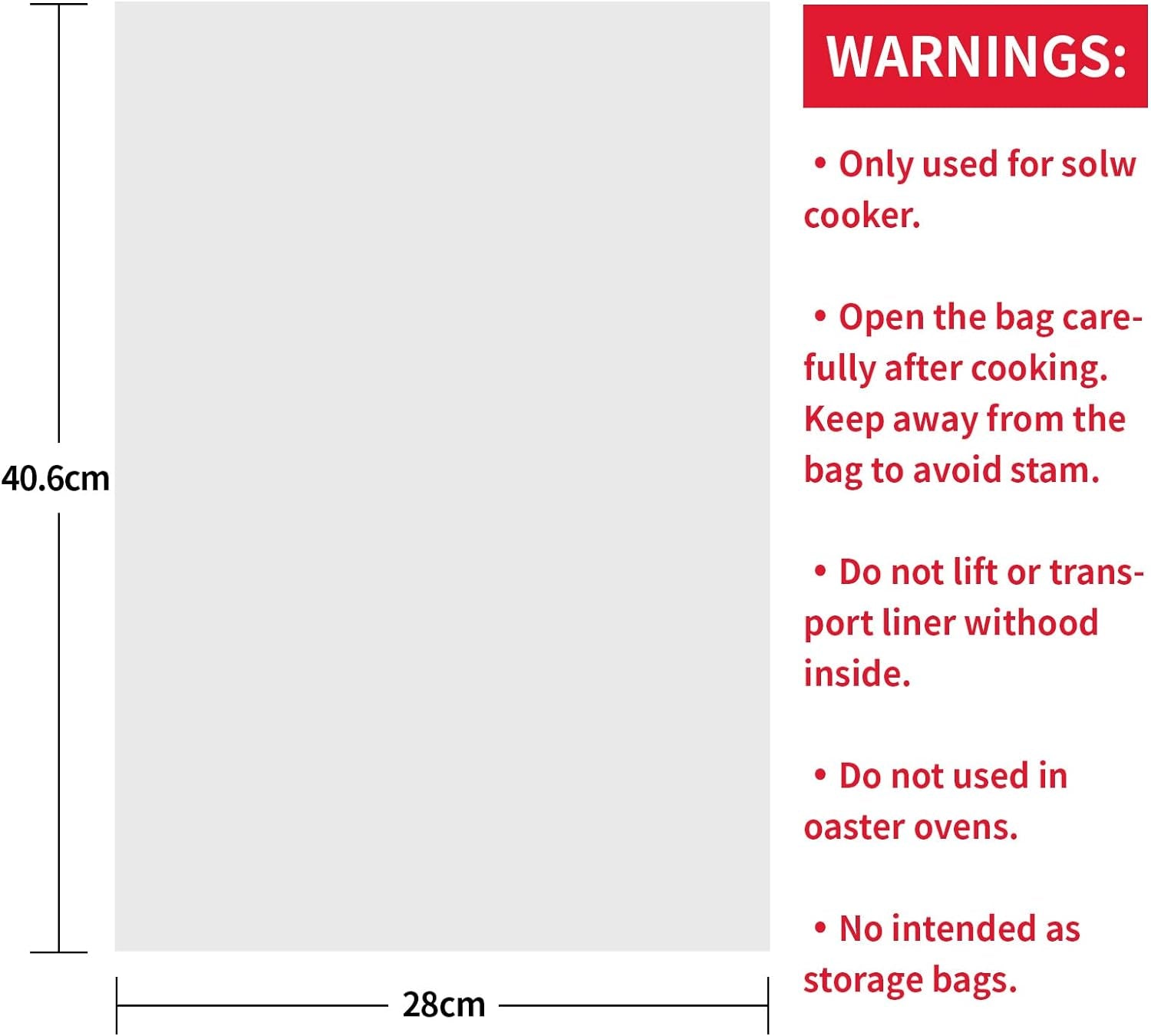 Slow Cooker Liners Disposable Cooking Bags Small Size Pot Liners Fit 1QT to 3QT Suitable for Oval & round Pot- 40 Bags