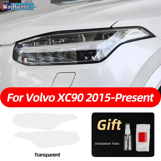 2 Pcs Smoked Black TPU Sticker Transparent Car Headlight Protective Film for Volvo XC40 XC60 XC90 S60 S90 V60 V90 2020 2021 2022