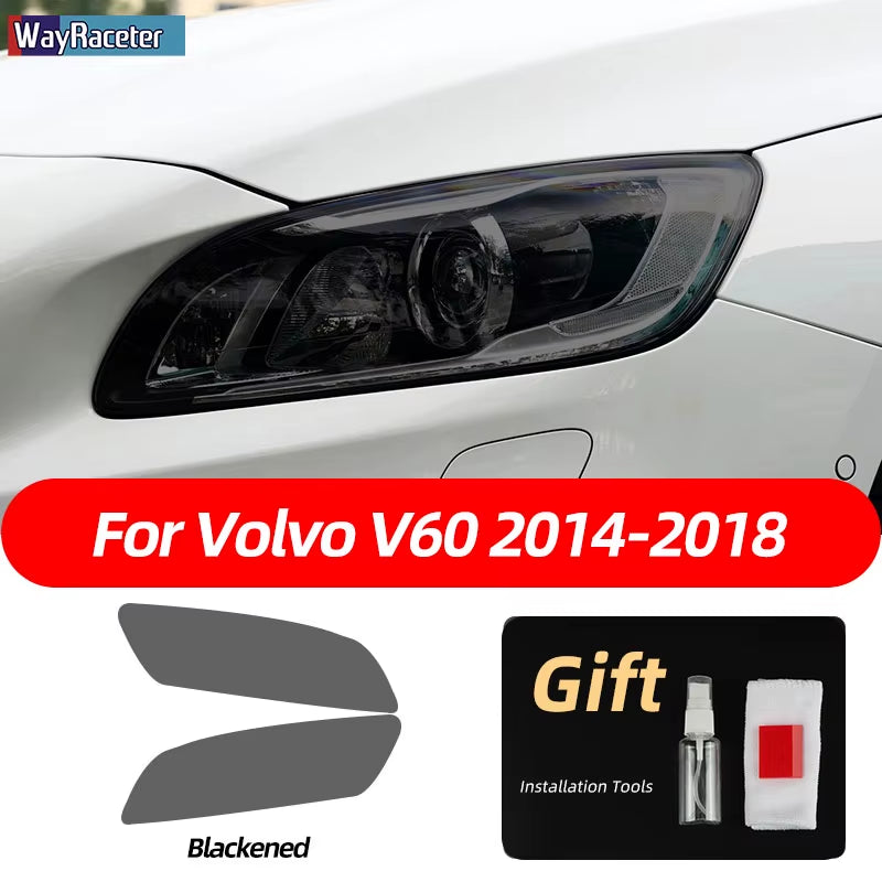 2 Pcs Smoked Black TPU Sticker Transparent Car Headlight Protective Film for Volvo XC40 XC60 XC90 S60 S90 V60 V90 2020 2021 2022