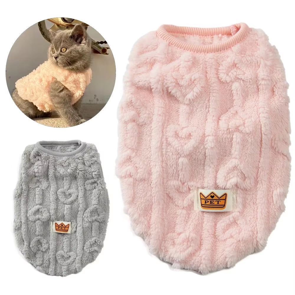 Autumn Winter Warm Pet Cat Clothes Soft Cozy Fleece Costume for Small Medium Dog Cats Kitten Puppy Vest Coat Pet Pug Sweatshirts