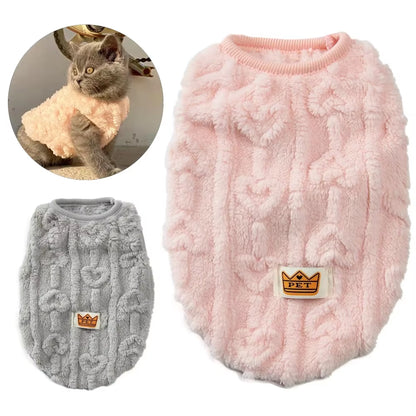 Autumn Winter Warm Pet Cat Clothes Soft Cozy Fleece Costume for Small Medium Dog Cats Kitten Puppy Vest Coat Pet Pug Sweatshirts
