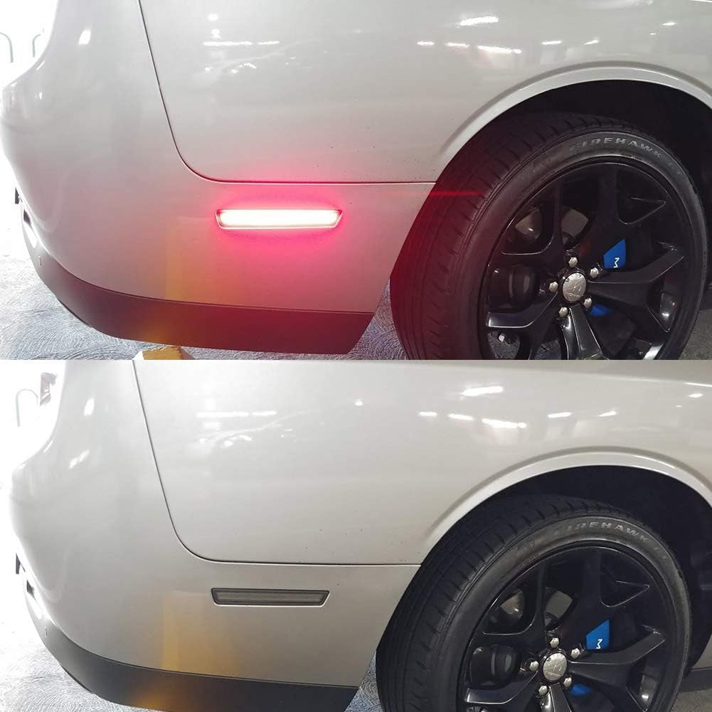 Clear Lens Amber/Red Front Rear Challenger LED Side Marker Light Kits for D0Dge Challenger 2015 2016 2017 2018 2019 2020 2021 LED Turn Signal Driver and Passenger Sidemarker Lamps Replacement