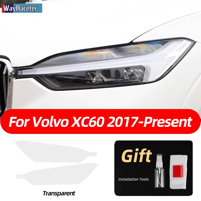 2 Pcs Smoked Black TPU Sticker Transparent Car Headlight Protective Film for Volvo XC40 XC60 XC90 S60 S90 V60 V90 2020 2021 2022