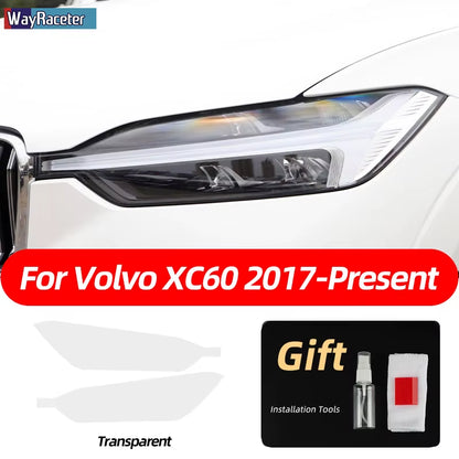 2 Pcs Smoked Black TPU Sticker Transparent Car Headlight Protective Film for Volvo XC40 XC60 XC90 S60 S90 V60 V90 2020 2021 2022