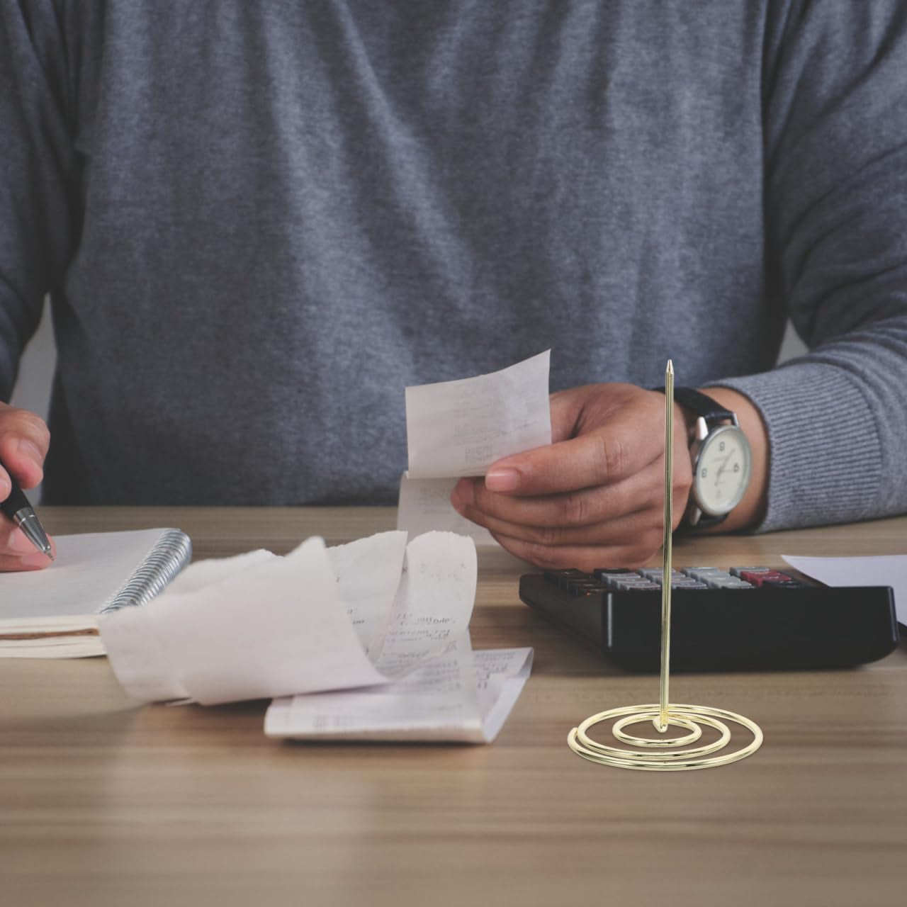 2Pcs Restaurant Check Spindle, Stainless Steel Receipt Holder Bill Fork Memo Invoice Spike Stick for Restaurant and Office Use (Gold)