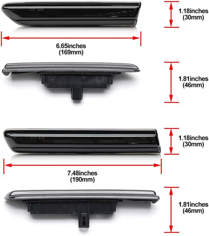 Front Rear LED Side Marker Lights for 2004 2005 2006 2007 2008 Acura TL Smoked Lens Left&Right White LED Sidemarker Turn Signal Light Lamps Parking Light