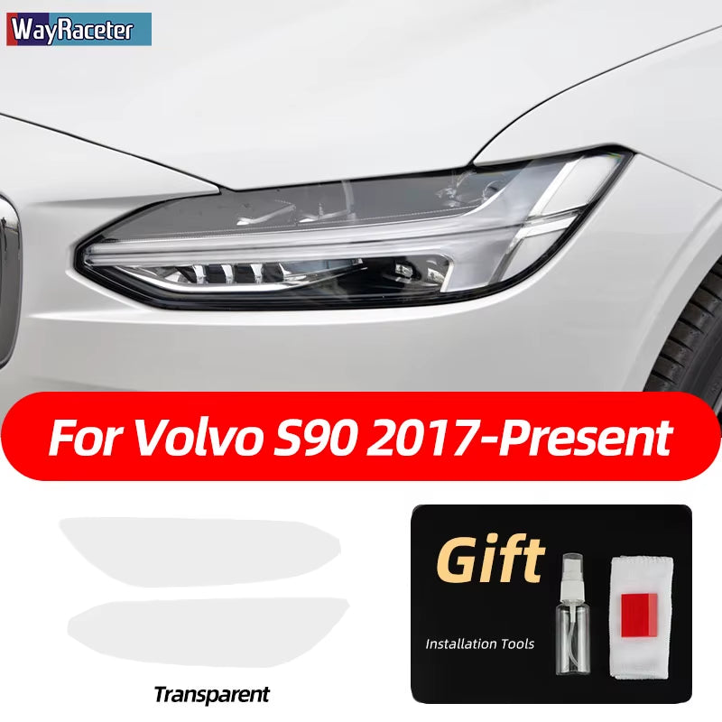 2 Pcs Smoked Black TPU Sticker Transparent Car Headlight Protective Film for Volvo XC40 XC60 XC90 S60 S90 V60 V90 2020 2021 2022