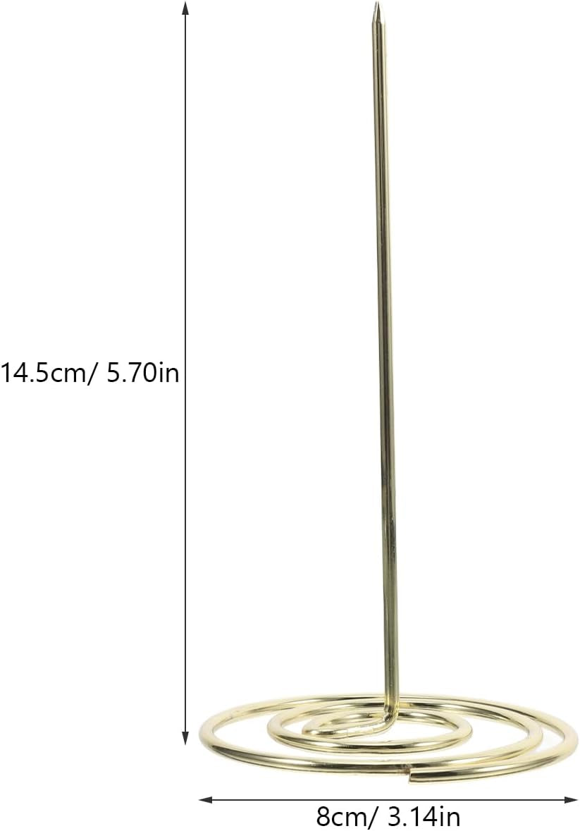 2Pcs Restaurant Check Spindle, Stainless Steel Receipt Holder Bill Fork Memo Invoice Spike Stick for Restaurant and Office Use (Gold)
