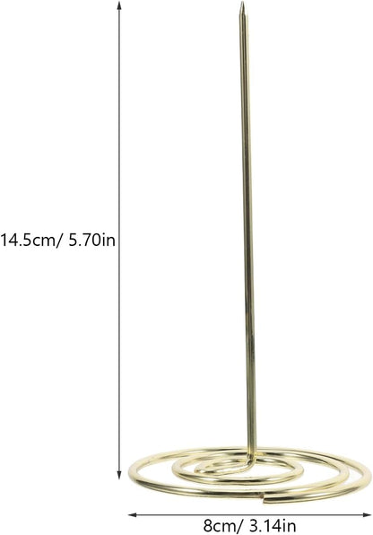 2Pcs Restaurant Check Spindle, Stainless Steel Receipt Holder Bill Fork Memo Invoice Spike Stick for Restaurant and Office Use (Gold)