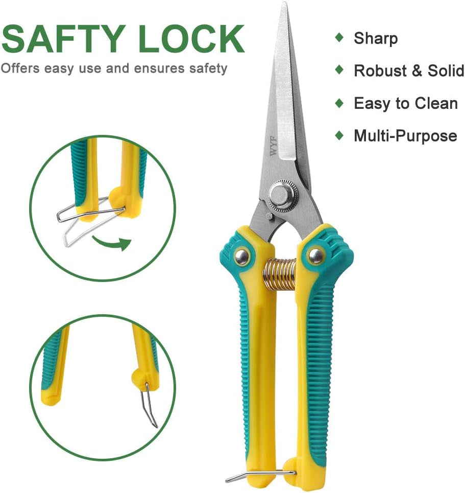 Pruning Scissors, Professional Garden Shears - Straight Stainless Steel Blades - Sharp Gardening Hand Pruner for Garden Harvesting Fruits, Vegetables, Trimming Flowers and Plants, 8.1IN