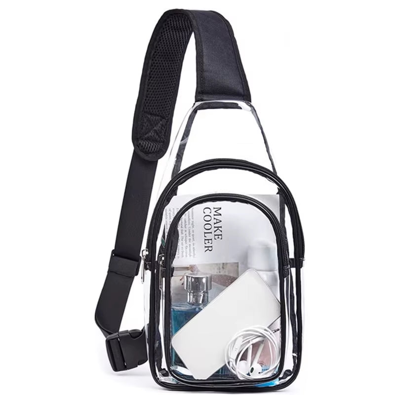 Clear Shoulder Bag Large Capacity Mini Multipurpose Casual PVC Chest Daypack for Cycling Stadium Travel Waist Bag for Men Women
