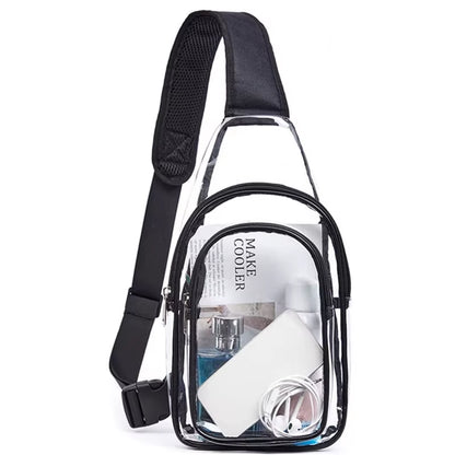 Clear Shoulder Bag Large Capacity Mini Multipurpose Casual PVC Chest Daypack for Cycling Stadium Travel Waist Bag for Men Women