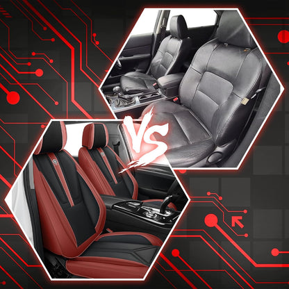 Front Seat Covers for Acura MDX 2001-2025, Premium Car Seat Protectors,Waterproof Non-Slip Seat Cushion,Luxury Automotive Interior Accessories Covers(2 Front Set, Black-Red)